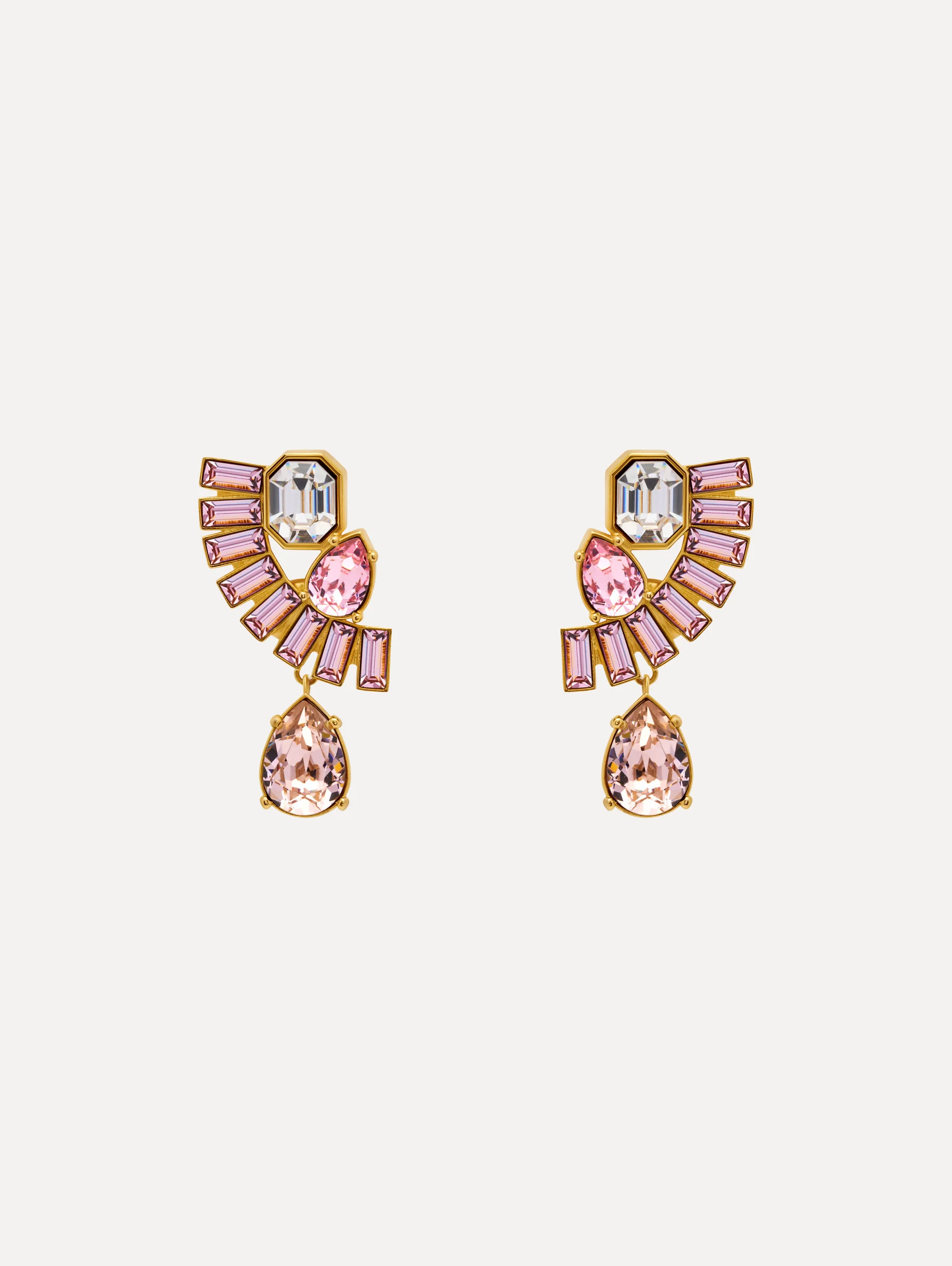 Fan Rhinestone Clip-On Earrings